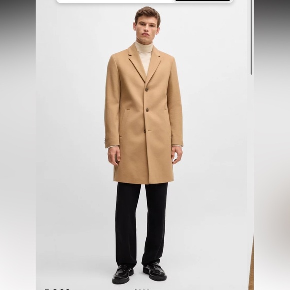Hugo Boss Beige Formal Coat In Cashmere Wool Mens 42R